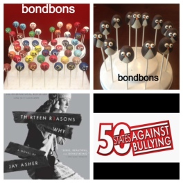 Bondbons made 51 cake pops representing all the states + D.C. and 13 Penguin cake pops for the publishers at Penguin.  A thank you from Jay Asher. 